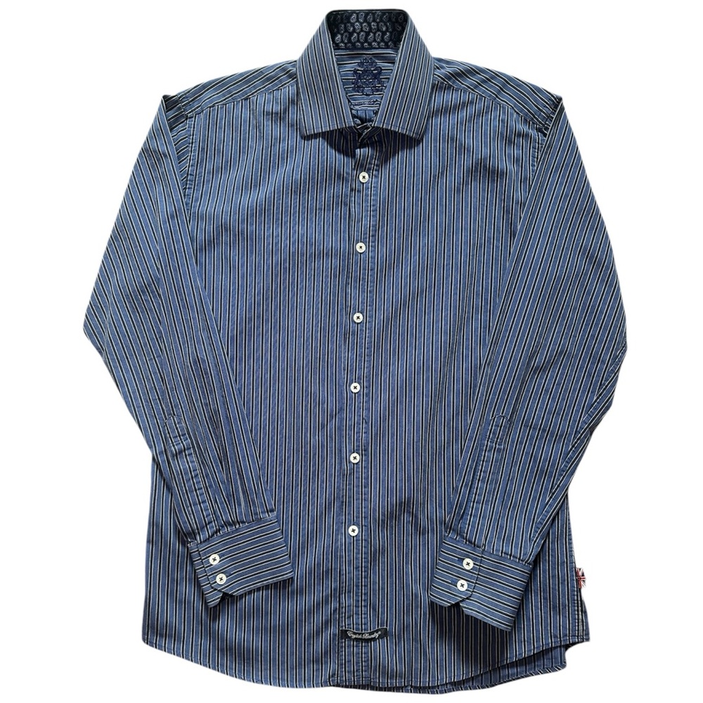 English Laundry Men's Blue Button Down Shirt Long Sleeve Cotton Neck 15.5
